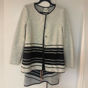 ANTHROPOLOGIE X ELEVENSES Ardsley Wool Blend Jacket in Gray/Black Size XS